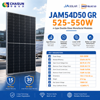 Panneau solaire monocristallin noir bifacial JASOLAR 525-550W DeepBlue N-Type Bycium+ double vitrage, rendement 23,7 %, garantie 15 ans