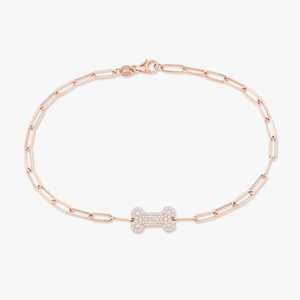 Pulsera de hueso de perro con diamantes cultivados en laboratorio, cadena de clip, minimalista, delicada, para amantes de las mascotas, venta al por mayor, oro macizo de 14K y 18K - Product Image 5