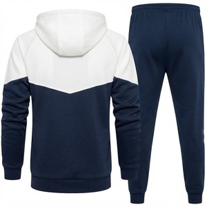 Custom Logo Men's <b>Hooded</b> Tracksuit Set <b>Zip</b>-Up Sweatshirts And Sweatpants Casual Autumn Wear Breathable Knitted Polyester Cotton - Product Image 2