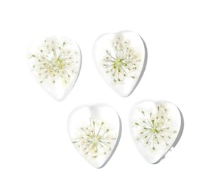 White Laceflower Real Specimen Plastic Cabochon Heart 17x21 mm Clear Flat Bottom <b>for</b> Crafts and Jewelry Making - Product Image 4