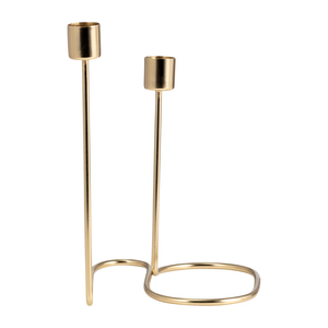 Support de bougie conique style nordique finition dorée, bougeoir créatif en métal à ligne unique, centre de table contemporain pour - Product Image 2