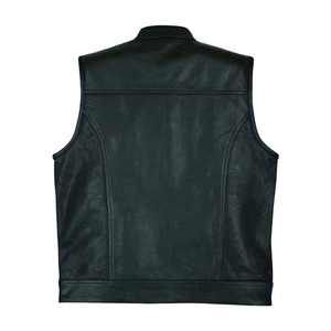 Leisure Breathable 100% Polyester Filling Genuine <b>Leather</b> <b>Sleeveless</b> <b>Jacket</b> Men's Women High Street Style Front Outerwear Vest - Product Image 2