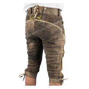 Pantalones Cortos Lederhosen Tradicionales Bávaros para Hombre, 100% Cuero Vacuno Genuino con Diseño Bordado Personalizado - Product Image 4