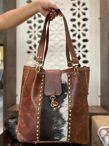กระเป๋าโท้ทหนังสัตว์ทำมือขนสัตว์สไตล์กระทืบสำหรับผู้หญิงกระเป๋าถือช้อปปิ้งสไตล์ใหม่ - Product Image 3