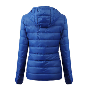 Chaqueta Acolchada con Capucha para Mujer, Chaqueta de Invierno de Manga Larga, Azul, Relleno de Poliéster, Cierre de Cremallera, Largo Regular - Product Image 2