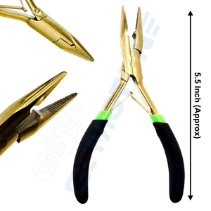 Gold Hair Extension Tool Kit – Micro Bead <b>Plier</b> <b>Set</b> Loop Tool Hook Needles Hair Parting Tools & Accessories Kit - Product Image 4
