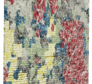 Hand-Knotted <b>Wool</b> Rug Minimalist Floral Pattern Non-Slip Low Pile Red/<b>Yellow</b>/Blue - Product Image 5