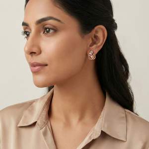 Elegantes Pendientes de Oro Rosa con Diamantes Naturales de 0.04 Quilates, Corte Brillante Redondo, Claridad VS SI, Certificados por IGI, para un Estilo Diario - Product Image 1