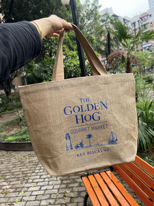 Grand sac de courses en toile de jute naturelle avec doublure laminée pour un rangement solide des courses - Product Image 5