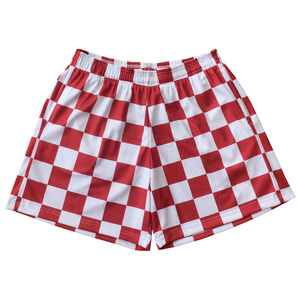 Shorts en maille pour hommes en gros, taille élastique, respirants, décontractés, marron et blanc à motifs, style sportif AI-SH-38 - Product Image 6