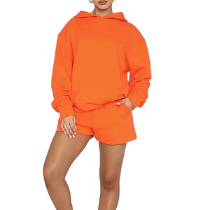 Conjunto de Ropa Deportiva de Alta Calidad para Mujer, con Logotipo Personalizado, Estilo Urbano, Holgado, de Dos Piezas, Sudadera con Capucha y Pantalones Cortos, 2026 - Product Image 3