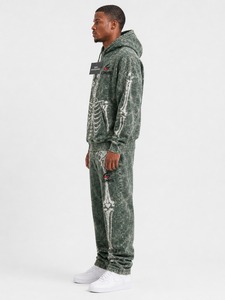 Ensemble de survêtement délavé pour homme, sweat à capuche et pantalon de jogging délavé style vintage, tenue streetwear décontractée pour la gym, les voyages et le quotidien - Product Image 3