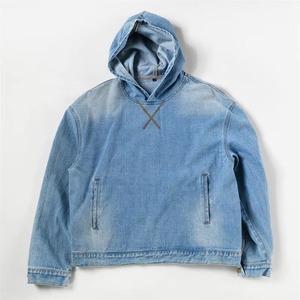 Sudadera con capucha de mezclilla ligera con logotipo personalizado, superventas, para hombre, de manga larga, último diseño - Product Image 1