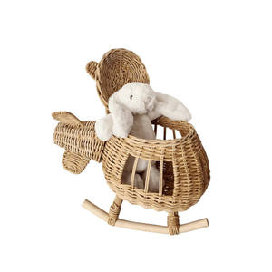 Handmade Natural Wicker Helicopter Rattan Toy Storage Box Skids Rotor Blades Nursery Decor Pretend Play Gift Deluxe Edition - Product Image 2