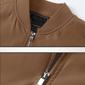 Chaqueta Bomber Personalizada para Hombre, Cuello Acanalado, Cierre Completo, Ropa Exterior Informal de Moda, Bajo MOQ, Proveedor Mayorista OEM ODM - Product Image 5