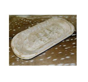 Carved Wooden Dough Bowl Trencher Tray Primitive Farmhouse Decor Shabby White Finished Rustic Wood Centerpiece - Product Image 1