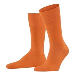 Wholesale <b>Men's</b> Crew <b>Socks</b> Solid Orange Knitted Custom Breathable Daily Wear Autumn Season - Product Image 2