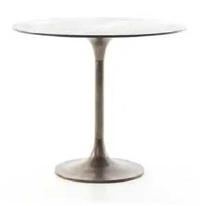 Elegant <b>Round</b> Metal Pedestal <b>Side</b> <b>Table</b> Polished Silver & Gold Turned Base End <b>Table</b> Classic Spindle Accent <b>Table</b> for Bedroom - Product Image 3