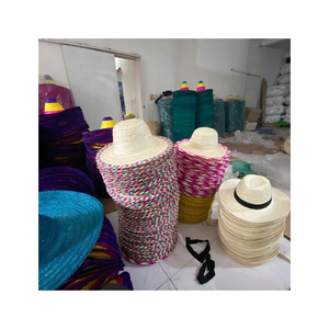 หมวกทรงโซมเบรโรสีน้ำเงินลายดอกบัว ยอดนิยม ทำจากหญ้าทะเล ถักทอด้วยมือ ลายทาง สำหรับทุกเพศ ใช้กันแดด เหมาะสำหรับชายหาด วันหยุด ท่องเที่ยว และงานเทศกาล - Product Image 4