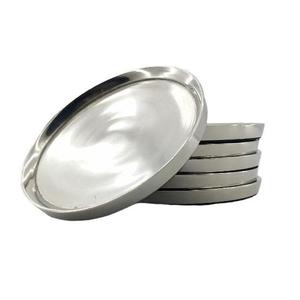 Assiette à dîner en acier inoxydable de qualité supérieure, durable, résistante à la rouille, finition miroir pour les repas quotidiens - Product Image 1