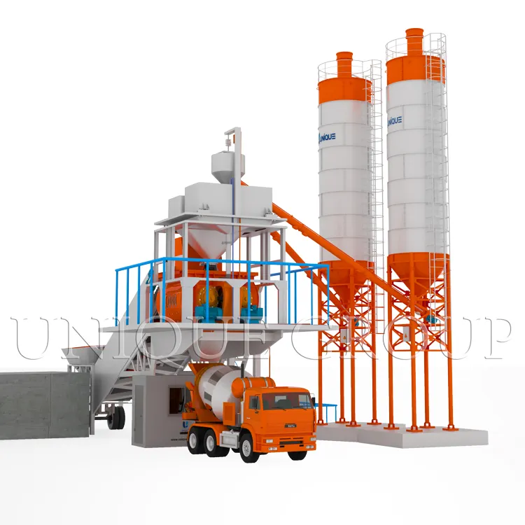 Sıcak satış HZS25 -HZS240 küçük çimento fabrikası 25m 3/h-240m3/h mobil beton toplu bitki satılık