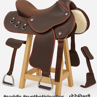 Selle de cheval Premium Rider's Trust en cuir synthétique, style anglais, western, islandais, avec sous-couche en polaire douce en bois/plastique, ajustable
