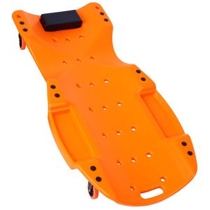Sgabello Ergonomico in HDPE da 48 Pollici con Poggiatesta Imbottito, Doppio Vano Portautensili, Capacità 200 Kg, Arancione, per Riparazioni Auto - Product Image 6
