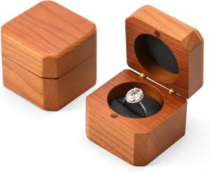 กล่องใส่แหวนหมั้น กล่องไม้เนื้อแข็งทรงแปดเหลี่ยมสำหรับขอแต่งงาน งานแต่งงาน - Product Image 3