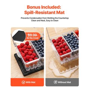 Plateau de service réfrigéré pour condiments - Conteneur de service à 5 compartiments refroidi par glace, plateau en plastique pour garnitures de fruits avec couvercle - Product Image 3