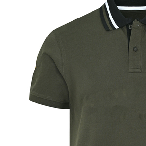 Chemise pour homme en piqué 100% coton vert uni, manches courtes, coupe classique, décontractée, respirante, tricotée, avec boutons sur le devant - Product Image 2