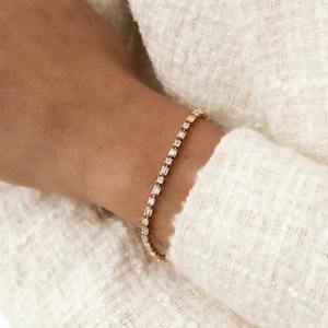 Pulsera de tenis de moissanita chapada en oro con piedras redondas y baguette, certificada por IGI, para mujer, regalo para fiesta - Product Image 5