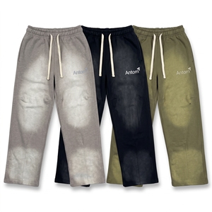 Pantalon Homme Décontracté Coupe Skinny en Coton 100% Personnalisé, Vintage, Mi-Épais, Délavé à l'Acide, Respirant, Écologique, avec Cordon de Serrage, Style Français - Product Image 1