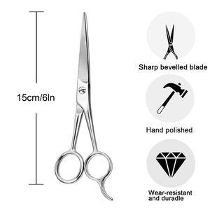 Ciseaux de coiffure professionnels 15 cm en acier inoxydable, lame biseautée tranchante, manche long, pour droitiers, coupe de cheveux, coiffure - Product Image 2