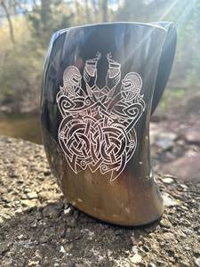 Nouvelle tasse authentique en corne de vache Viking, faite à la main, en corne d'ox naturelle, pour bière/ale/médicament, écologique, style médiéval vintage pour la maison - Product Image 3