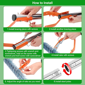 Râteau à désherber la pelouse avec long manche, désherbeur pour l'entretien des pelouses <span class=keywords><strong>de</strong></span> jardin - Product Image 5
