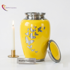 Premium Sky Blue Aluminum Cremation Urns Custom Hand Engraved Flying Doves Funeral <b>Jar</b> Durable Memorial Keepsake Human Ashes Urn - Product Image 4