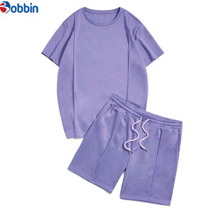 Ensemble T-shirt et short décontracté unisexe confortable, imprimé uni, grandes tailles, nouvelle collection été, personnalisable, ensemble de jogging respirant pour hommes - Product Image 5