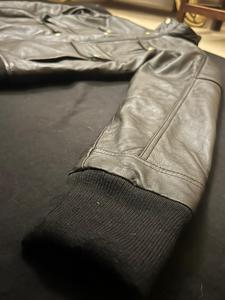 Custom Black Leather Bomber <b>Jacket</b> Sherub Collar Zip Up <b>Racer</b> Style Outerwear for Winter - Product Image 4