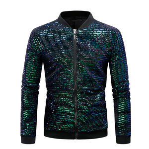 Mens Youth Glitter <b>Sequin</b> Slim Fit Baseball <b>Jacket</b> Dance Singer Stage Satin Gold Color Flip <b>Sequin</b> Baseball <b>Jacket</b> - Product Image 5