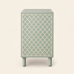 Mueble de Diseño con Incrustaciones de Hueso en Verde Salvia, Armario Decorativo de Lujo Hecho a Mano, Mueble de Almacenamiento Decorativo para Interiores del Hogar - Product Image 3