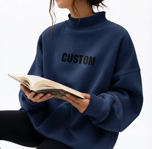 เสื้อพูลโอเวอร์คอเต่าทรงหลวมสำหรับผู้หญิง ผ้าฝ้ายหนานุ่ม พรีเมียม คัสตอม แฟชั่นสตรีท สวมใส่สบาย เหมาะสำหรับฤดูหนาว - Product Image 1