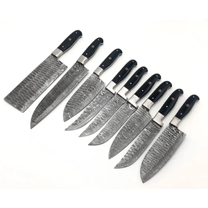 Ensemble de couteaux de chef en acier Damas de qualité supérieure LEGACY BLADES, 9 pièces, manche en bois, couteaux de cuisine faits à la main, tranchants comme des rasoirs - Product Image 1