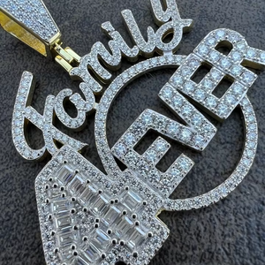 จี้สร้อยคอทรงกลมเจียระไนแบบบริลเลียนท์สำหรับผู้หญิง สไตล์ฮิปฮอป ประดับเพชรโมอิสซาไนต์ เงินแท้ 925 / ทองคำ  รุ่น Family Forever 4EVER  แบบลำลอง/สปอร์ต - Product Image 1