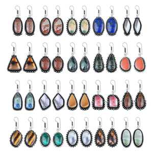 Nouvelles boucles d'oreilles pendantes bohèmes vintage en argent avec cristaux colorés, assortiment d'accessoires de bijoux plaqués argent fin, cadeau de fête - Product Image 1