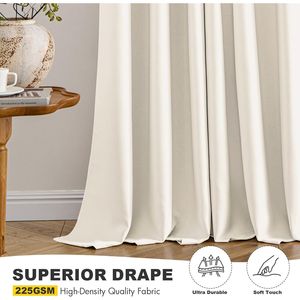 Tende Oscuranti Termoisolanti Grigio Solido 63 Pollici di Lunghezza, Beige Bianco, per Camera da Letto e Soggiorno, 2 Pannelli - Product Image 5