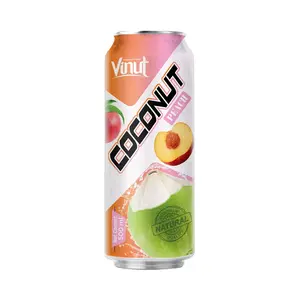 500ml VINUT Can (Tinned) Coconut water with Peach Customized packaging Directory Low-Fat HACCP and ISO Certified Vietnam