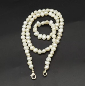 Collier ras-de-cou en perles d'eau douce blanches rondes 7MM 8MM, collier en perles d'eau douce naturelles, bijoux en perles véritables pour femmes et filles - Product Image 1
