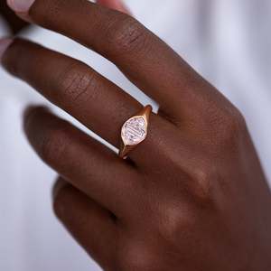 Women's Hexagon Diamond Engagement Ring 14k solid Gold Baguette Cut Bezel Setting Classic Style Fine Jewelry - Product Image 5