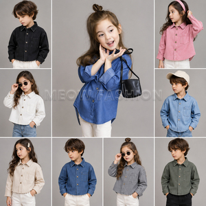 เสื้อเชิ้ตเดนิมแขนยาวสำหรับเด็ก หลายสีให้เลือก จัดส่งรวดเร็ว ผลิตโดยโรงงานผู้ผลิตเดนิมโดยตรงจากบังกลาเทศ มีสินค้าในสต็อก - Product Image 2