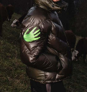 Chaqueta de lona personalizada con cuello alto, estilo hip hop, abrigo de invierno para hombre, termocrómica, reflectante, diseño oversize, cambio de color, con calefacción. - Product Image 5